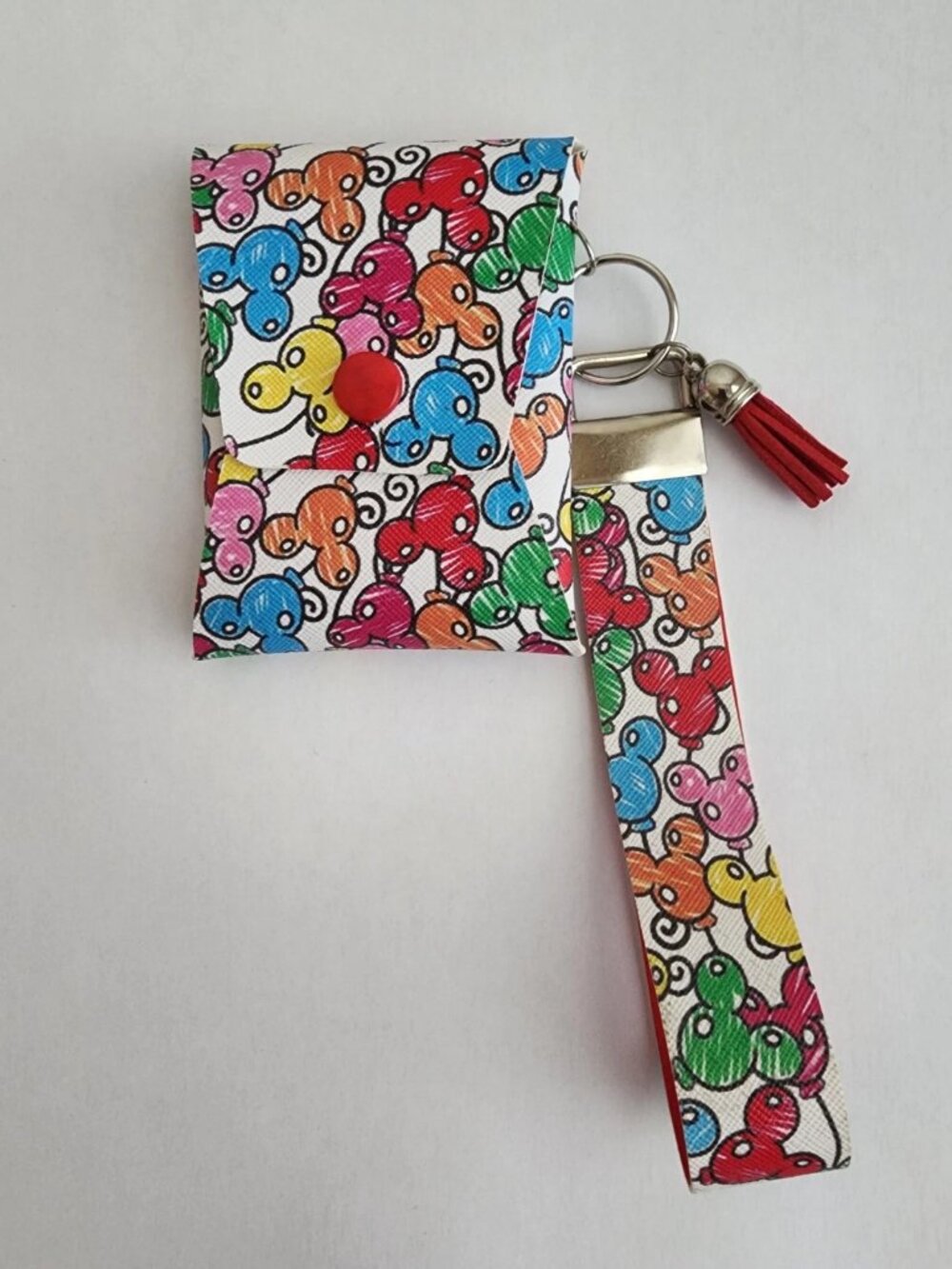 Animal Print Card Wallet Wristlet Keychain, Faux Leather Wristlet Keychain